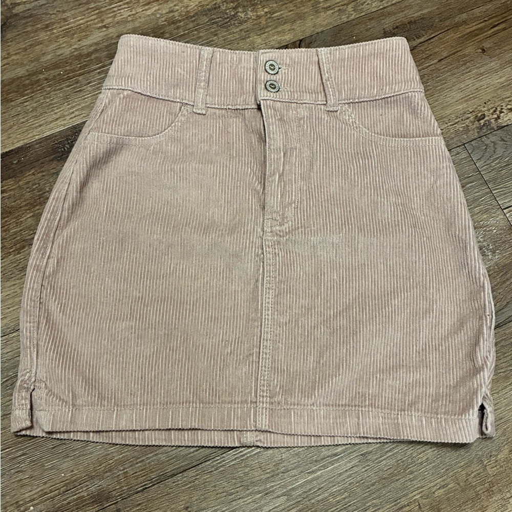 Corduroy Tan Hollister Ultra High-Rise Skirt Size 0 Double Button NWOT